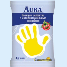АУРА САЛФЕТКИ ВЛАЖН. А/БАКТЕР. ЛИМОН №15 [AURA] 4607068628212