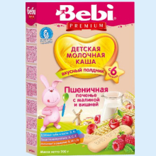 БЕБИ ПРЕМИУМ КАША МОЛ.ПШЕНИЧНАЯ ПЕЧЕНЬЕ/МАЛИНА (Детское питание)