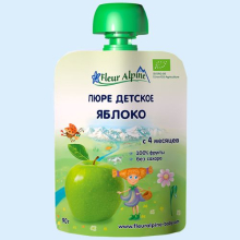 ФЛЕР АЛЬПИН ПЮРЕ 90Г. ОРГАНИК ЯБЛОКО 4+МЕС. ПАУЧ [FLEUR ALPIN] (Детское питание)