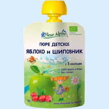 ФЛЕР АЛЬПИН ПЮРЕ 90Г. ОРГАНИК ЯБЛОКО+ШИПОВНИК 5+МЕС. ПАУЧ [FLEUR ALPIN] (Детское питание)