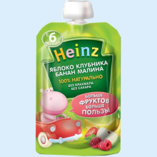 ХАЙНЦ ПЮРЕ 100Г. ЯБЛОКО+КЛУБНИКА+БАНАН+МАЛИНА ПАУЧ [HEINZ] (Детское питание)