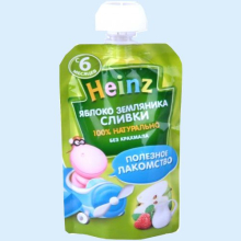 ХАЙНЦ ПЮРЕ 100Г. ЯБЛОКО+ЗЕМЛЯНИКА СЛИВКИ ПАУЧ (Детское питание)