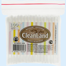 КЛИНЛЕНД ПАЛОЧКИ ВАТНЫЕ №100 ПАК. ЗИП-ЛОК [CLEANLAND]