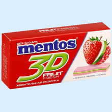 МЕНТОС ЖЕВ.РЕЗИНКА 3D КЛУБНИКА+ЯБЛОКО+МАЛИНА 33Г.