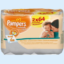 ПАМПЕРС САЛФЕТКИ ВЛАЖНЫЕ НАТУР. КЛИН ДУО №64Х2(128) [PAMPERS] 4015400217084
