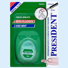 ПРЕЗИДЕНТ ЗУБ.НИТЬ ФЛОСС НЕВОЩЕНАЯ ФТОР+МЯТА 15М. /АРТ.132/ [PRESIDENT]