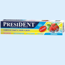 ПРЕЗИДЕНТ ЗУБ.ПАСТА КЛУБНИКА KIDS 3-6 Б/ФТОРА 50МЛ.