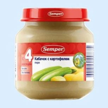 СЭМПЕР ПЮРЕ 125Г. КАБАЧОК+КАРТОФЕЛЬ 4+МЕС. [SEMPER] (Детское питание)