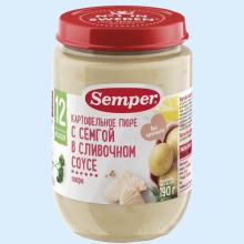 СЭМПЕР ПЮРЕ 190Г. КАРТОФ.ПЮРЕ+СЕМГА+СЛИВОЧ.СОУС 12+МЕС. [SEMPER] (Детское питание)